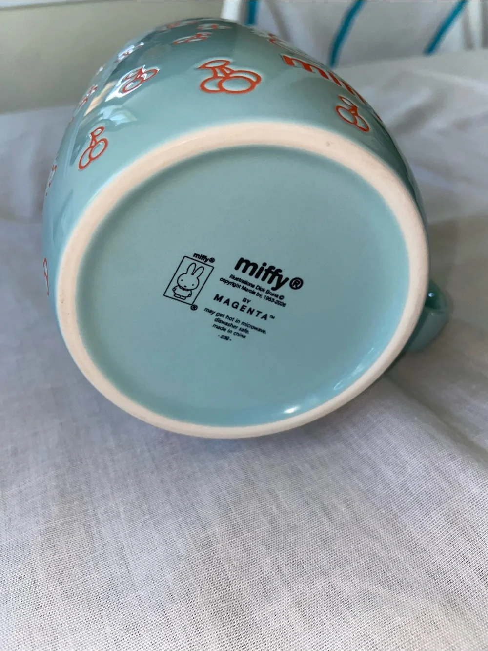 miffy Light Blue Mug with Bright Orange Interior and Print